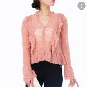 H&M Women Pink Long Sleeve Blouse Size 10